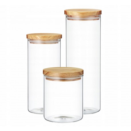 Стеклянная банка для сыпучих продуктов с деревянной крышкой 30 см  оптом