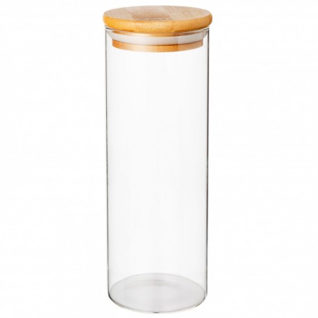 Стеклянная банка для сыпучих продуктов с деревянной крышкой 30 см  оптом-3