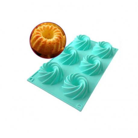 Форма силиконовая для выпечки, 6 ячеек "кекс Вихрь"  оптом