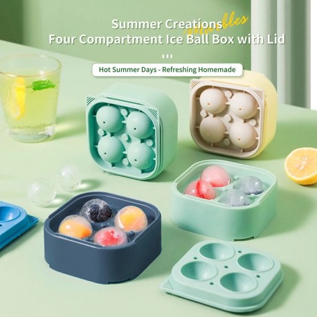 Силиконовая форма для льда Большая Круглая Сфера 4 ячейки  оптом-6