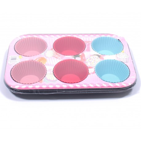 Противень для выпечки металлический силиконовые вставки 6 капкейков  оптом-1
