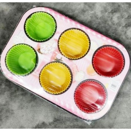 Противень для выпечки металлический силиконовые вставки 6 капкейков  оптом-3