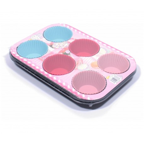 Противень для выпечки металлический силиконовые вставки 6 капкейков  оптом