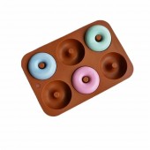 Силиконовая форма для выпечки пончиков 26 х 18 см 6 ячеек 