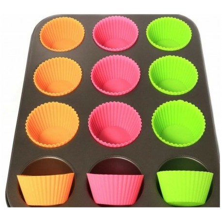 Металлическая форма для выпечки капкейков с силиконовыми формочками на 12 шт  оптом-3