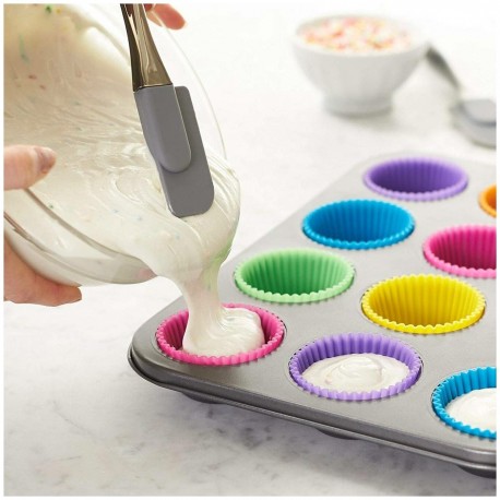 Металлическая форма для выпечки капкейков с силиконовыми формочками на 12 шт  оптом-4