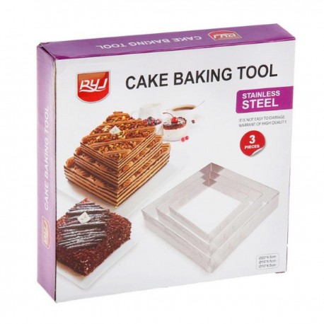 Набор форм для выпечки Cake Baking Tool квадрат 3 шт  оптом-4
