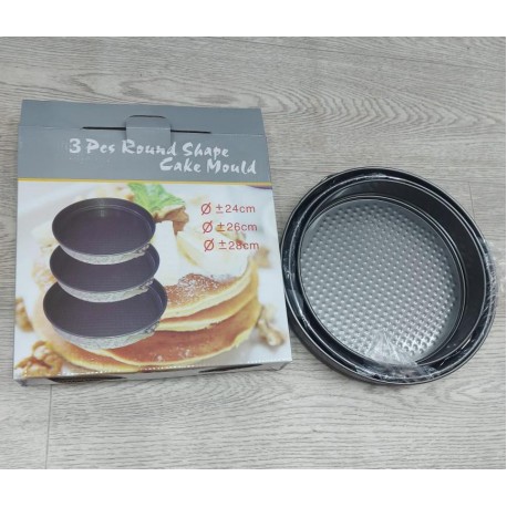 Набор круглых форм для выпечки коржей 24, 26, 28 см со съёмным дном Round Shape Cake Mould  оптом-2