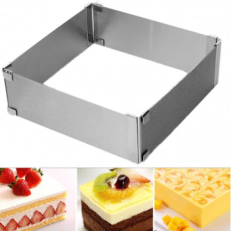 Раздвижная кулинарная форма для запекания и выпечки Cake Ring квадратная  оптом-4