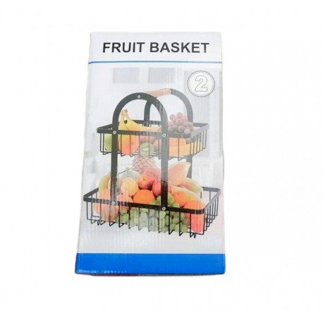 Металлическая двухъярусная фруктовница с деревянной ручкой  оптом-6