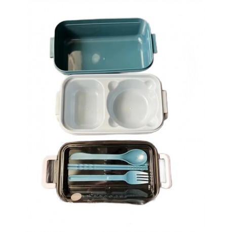 Контейнер ланч-бокс для еды двухслойный для микроволновой печи 1400 мл-1