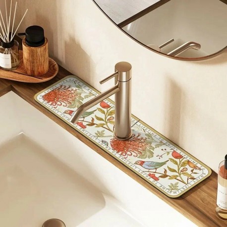 Коврик диатомовый на раковину с рисунком 38 х 13 см-4