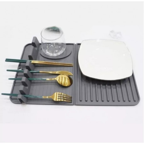 Кухонный коврик для сушки посуды из силикона 40х26 см-6