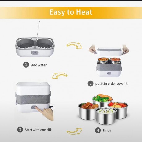 Электрический портативный ланч-бокс с подогревом  оптом-4