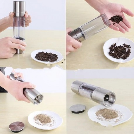 Двухсторонняя ручная мельница для соли, перца, специй 2 в 1  оптом-5