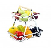 Фруктовница металлическая двухъярусная хром 