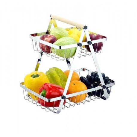 Фруктовница металлическая двухъярусная хром  оптом
