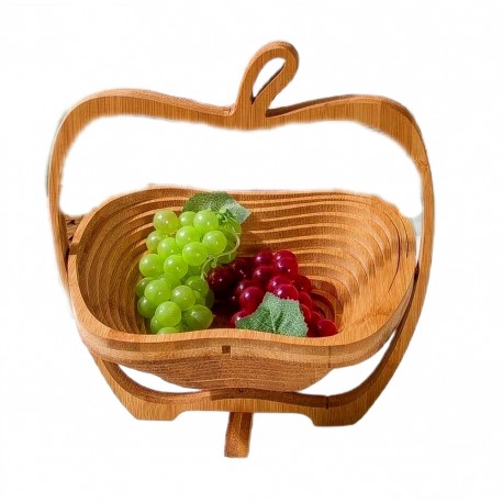 Фруктовница складная бамбуковая, диаметр 27 см, в форме яблока-1