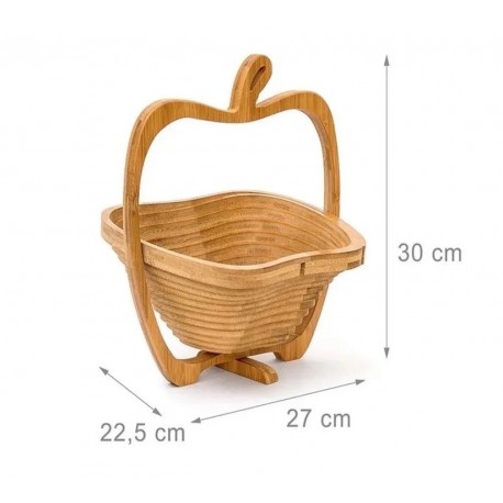 Фруктовница складная бамбуковая, диаметр 27 см, в форме яблока-3