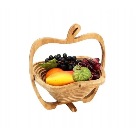 Фруктовница складная бамбуковая, диаметр 27 см, в форме яблока