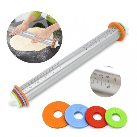 Скалка для теста с фиксатором толщины MaxxMalus "Rolling Pin", 8 предметов  оптом-4