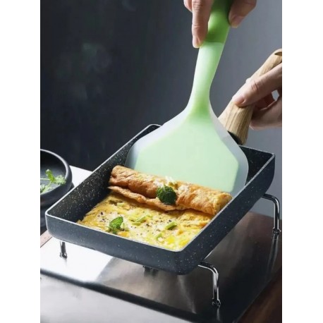 Антипригарная квадратная сковорода с лопаткой для завтрака-9
