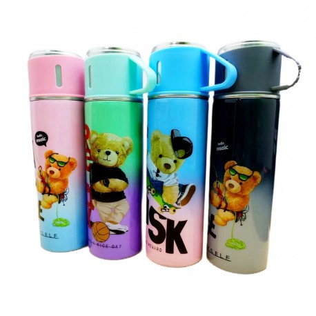 Набор Термосов Мишка с 3 кружками Vacuum Flask Set  оптом