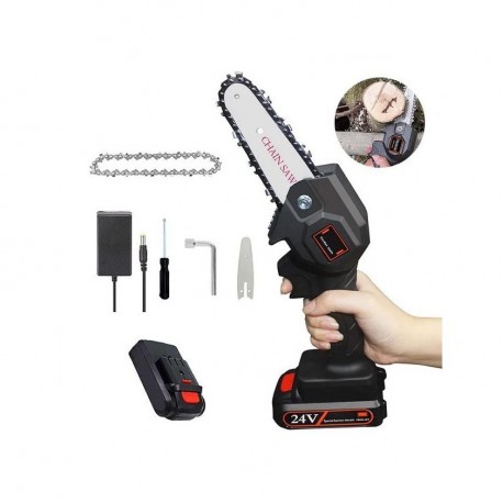 Портативная мини-цепная пила на аккумуляторе 24В для сада  оптом-8