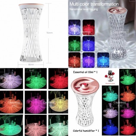 Мини-увлажнитель воздуха ХРУСТАЛЬНАЯ ВАЗА для бара с распылителем эфирного масла USB-зарядка 270 мл  оптом-7