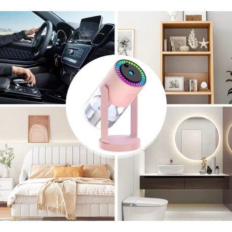 Портативный поворотный мини увлажнитель воздуха с LED подсветкой Humidifier  оптом-3