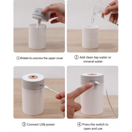 Портативный ультразвуковой увлажнитель-ароматизатор воздуха, 260 мл с 3 режимами тумана  оптом-6