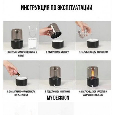 Портативный увлажнитель воздуха Свеча 3 в 1 USB с имитацией 4,5 Вт 120 мл  оптом-8