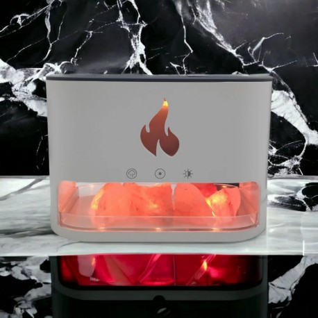 Увлажнитель воздуха аромадиффузор AROMA DIFFUSER с подсветкой, солью и эффектом пламени 13 х 19 см  оптом-6