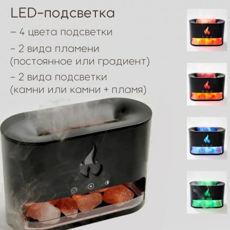 Увлажнитель воздуха аромадиффузор AROMA DIFFUSER с подсветкой, солью и эффектом пламени 13 х 19 см  оптом-10