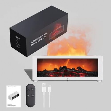 Увлажнитель воздуха 3D аромадиффузор с эффектом пламени камина, с пультом ДУ-1