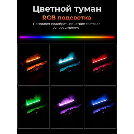 Увлажнитель воздуха 3D аромадиффузор с эффектом пламени камина, с пультом ДУ-6