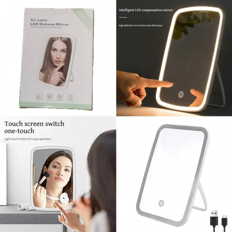 Зеркало для макияжа со светодиодной подсветкой и сенсорным экраном Tri-color LED Makeup Mirror  оптом-7