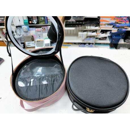 Круглая косметичка с зеркалом и светодиодной подсветкой, большая  оптом-5