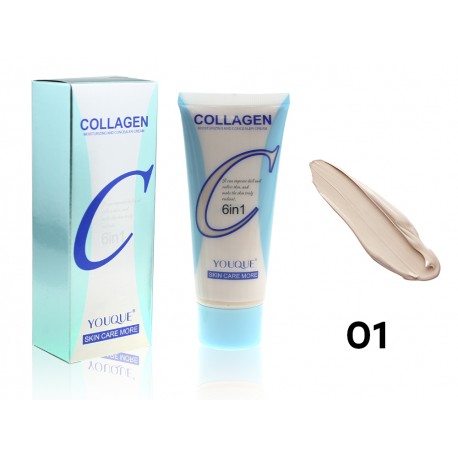 Тональный крем Youque Collagen Moisturizing and Сoncealer Crem 6 в 1 (тон 01) 60 мл  оптом-1
