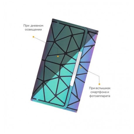 Женский кошелек клатч Хамелеон, голографический светоотражающий  оптом-4