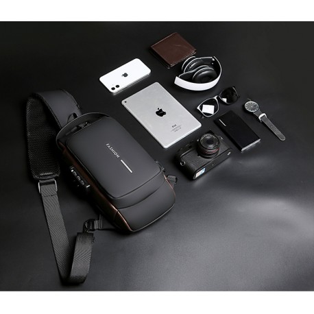 Многофункциональная мужская сумка с защитой от кражи и USB кодовый замок  оптом-8