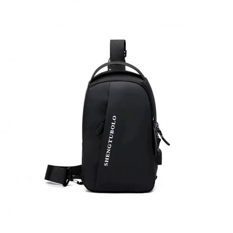 Сумка-слинг мужская на плечо Shengtubolo USB-порт кодовый замок  оптом-1