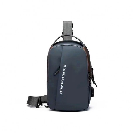 Сумка-слинг мужская на плечо Shengtubolo USB-порт кодовый замок  оптом