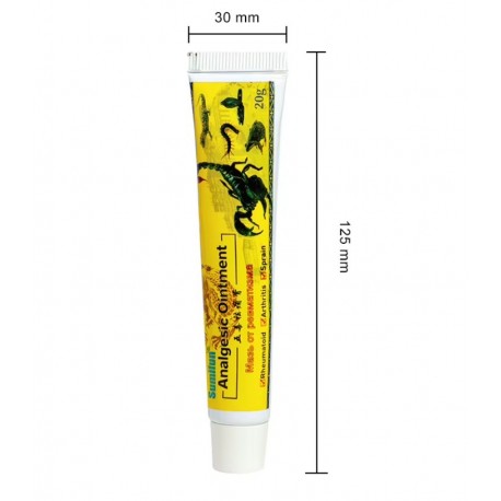 Мазь ПЯТЬ ЯДОВ Sumifun Analgesic Ointment с ядом скорпиона от боли в суставах и мышцах 20 г  оптом-3