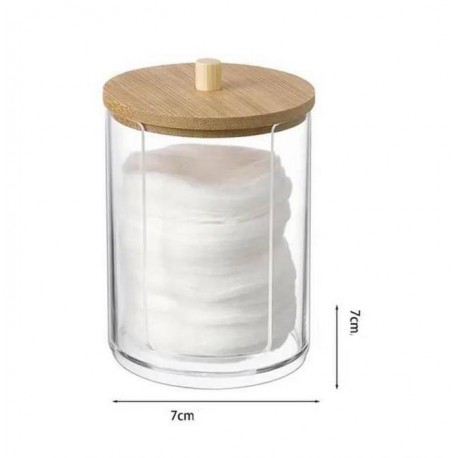 Контейнер для хранения ватных палочек 18 х 9 см с бамбуковой крышкой  оптом-2