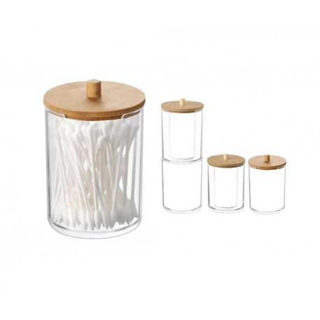 Контейнер для хранения ватных палочек 18 х 9 см с бамбуковой крышкой  оптом-1