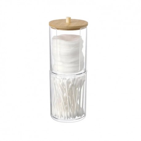 Контейнер для хранения ватных палочек 18 х 9 см с бамбуковой крышкой  оптом