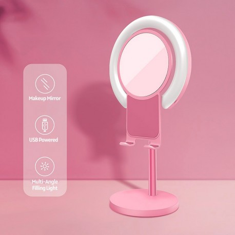 Кольцевая лампа с зеркалом и держателем для телефона  оптом-3