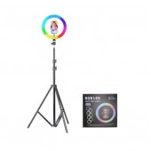 Кольцевая светодиодная лампа RGB LED MJ26 с регулируемым штативом 210 см 