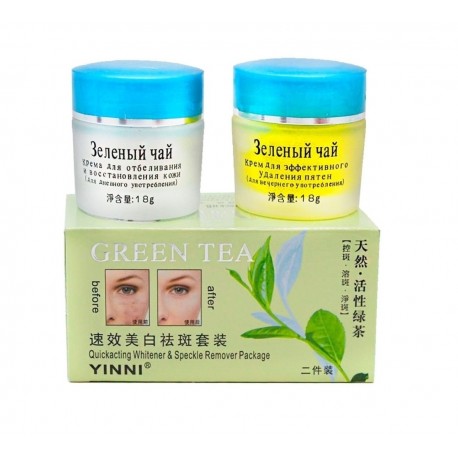 Набор кремов от пигментных пятен Yinni Зеленый чай, 2 шт х 18 гр  оптом-1